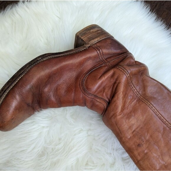 FRYE Men’s Campus Boots rustic square toe tall saddle brown leather (2950) 12 - Picture 2 of 12